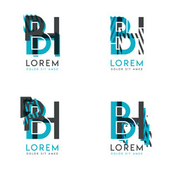 The BH Logo Set of abstract modern graphic design.Blue and gray with slashes and dots.This logo is perfect for companies, businesses and is also suitable for flyers, banners, cards and letterhead.