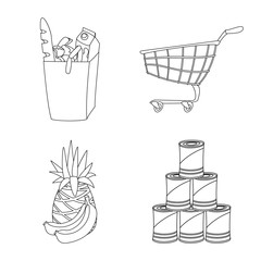 Naklejka premium Isolated object of food and drink icon. Collection of food and store vector icon for stock.