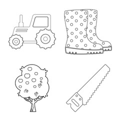 Isolated object of farm and agriculture sign. Collection of farm and plant stock symbol for web.