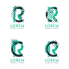 Four abstract CR logo posts set with dot and slash, green and black. very suitable for corporate identity, business, letterhead ,cards and banners
