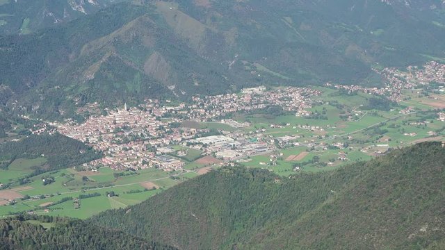 Landscape on the city of Clusone from the mountain top Pizzo Formico