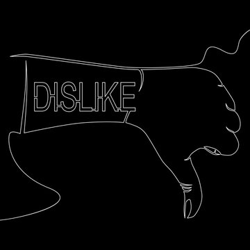 Dislike Continuous one line thumb down icon vector