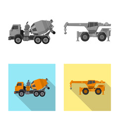 Vector illustration of build and construction icon. Set of build and machinery vector icon for stock.