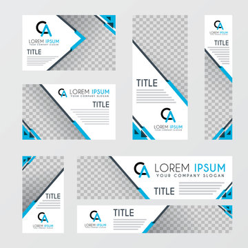 AC logo for ad banners, blue and suitable for digital ads on websites. a set of ad designs with transparent backgrounds, suitable for advertising companies, financial businesses, consulting companies