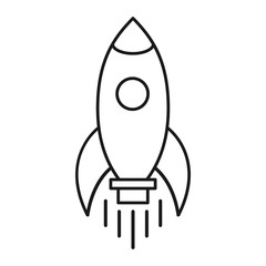 Rocket ship icon isolated on white background. Travel illustration