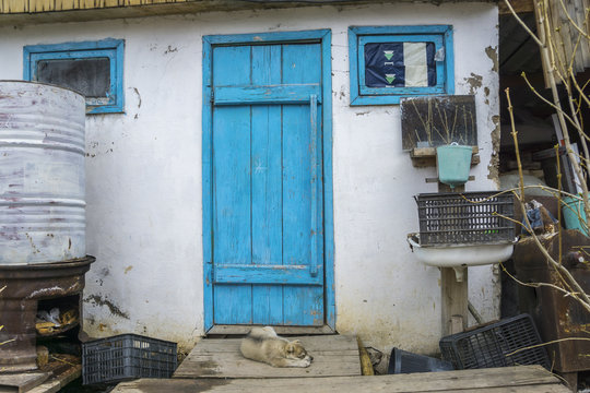 A door in Kazakhstan sauna house