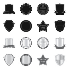 Isolated object of emblem and badge logo. Collection of emblem and sticker vector icon for stock.