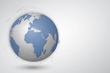 Global network connection. world polygonal mesh and line as business, composition concept. Vector Illustration.