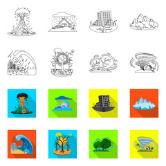 Vector illustration of natural and disaster icon. Collection of natural and risk vector icon for stock.