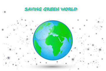 Saving green world as nature reserve and environment concept , vector illustration.