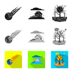 Vector illustration of natural and disaster logo. Set of natural and risk vector icon for stock.