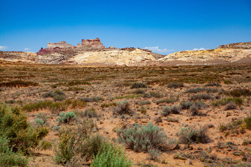 Landscape of the San Rafael Swell at the north in of Capitol Reef National Park is a fascinating desert landscape