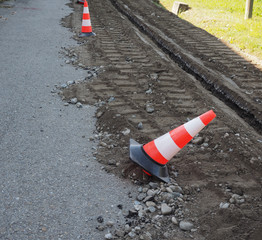 road excavation works for fibre optic - obrazy, fototapety, plakaty