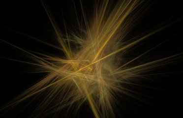 Abstract yellow fractal texture on a black background. Fantasy fractal texture. Digital art. 3D rendering. Computer generated image.