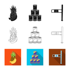 Vector illustration of food and drink sign. Set of food and store vector icon for stock.