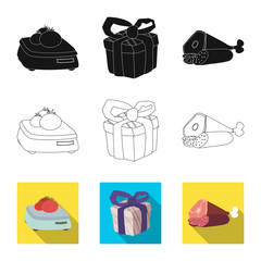 Vector design of food and drink sign. Set of food and store stock symbol for web.