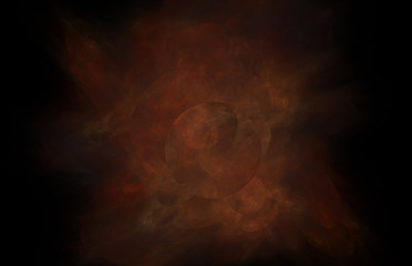 Red circle fractal on balck background. Fantasy fractal texture. Digital art. 3D rendering. Computer generated image.
