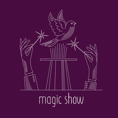 Naklejka premium Magic show line icon