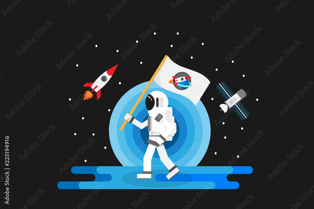 Wall mural astronaut with planet design.vector and illustration