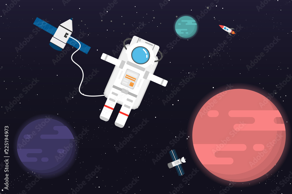 Wall mural astronaut with planet design.vector and illustration