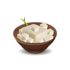 Tofu Isolated on White - Vector Realistic Illustration