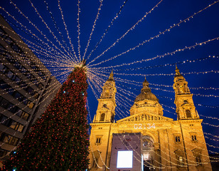 Christmas Fair in Budapest. From Advent to New Year the square in front of the Basilica gives home...