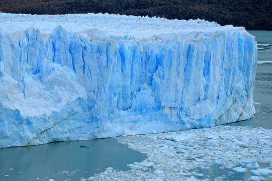 Amazing Huge Ice-blue Color Wall of Perito Moreno Glacier in the Los Glaciares National Park, El Calafate, Patagonia, Argentina