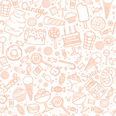 candy and sweet doodle background in vector