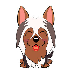 Happy cartoon puppy sitting, Dog friend. Vector illustration. Isolated on white background.