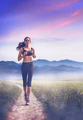 young woman running or jogging