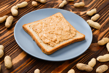 Creamy peanut butter with toast