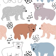 seamless pattern with cute bears. vector illustration for fabric,textile,nursery decoration