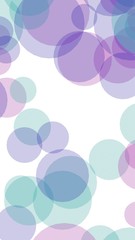 Multicolored translucent circles on a white background. Vertical image orientation. 3D illustration