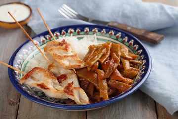 Roasted chicken with rice and vegetables