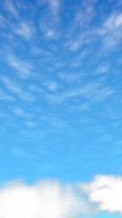 Blue sky background with white clouds. Abstraction group of clouds on clear blue sky on sunny day. 3D illustration