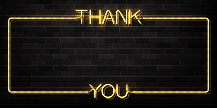 Vector realistic isolated neon sign of Thank You frame logo for decoration and covering on the wall background.