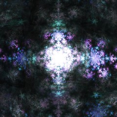 Square Fractal Purple and Green with Bright Center