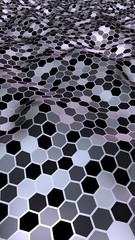 Honeycomb with a gradient color. Perspective view on polygon look like honeycomb. Wavy surface. Isometric geometry. 3D illustration