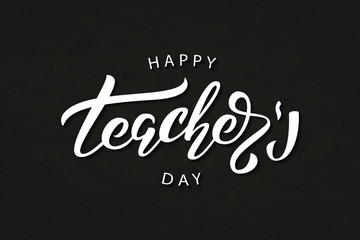 Obraz premium Vector realistic isolated typography logo for Happy Teacher's Day for decoration and covering on the chalk background.