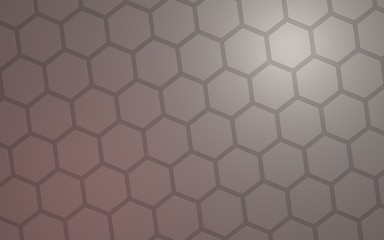 Honeycomb with color lighting, on a gray background. Perspective view on polygon look like honeycomb. Isometric geometry. 3D illustration