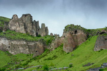 Fototapeta na wymiar Armenia. Khndzoresk. Rock city.