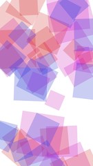 Multicolored translucent squares on white background. Vertical image orientation. 3D illustration