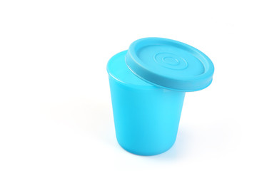 Empty plastic food storage container