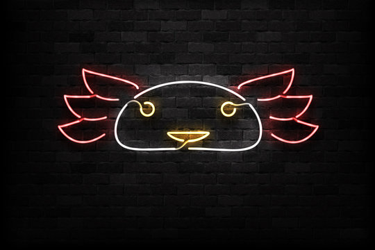 Vector realistic isolated neon sign of Axolotl logo for decoration and covering on the wall background.