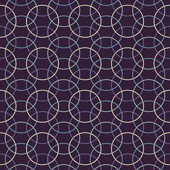 Fototapeta premium Sophisticated cirlce mesh vector repeat pattern. Trendy clean linear style. Perfect for apparel design, wallpaper, scrapbooking, packaging materials, home decor, interior design etc.
