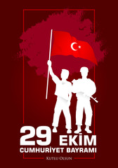 29 Ekim Cumhuriyet Bayraminiz kutlu olsun. Translation: 29 october Happy Republic Day Turkey