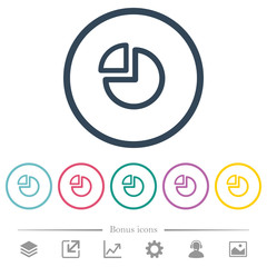 Pie chart flat color icons in round outlines