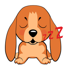 puppy character sleeping on its back, cute funny terrier vector illustration.