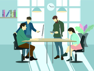 People working together in smart office, smart business management,vector design.