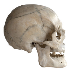 Human skull isolated on white, close-up